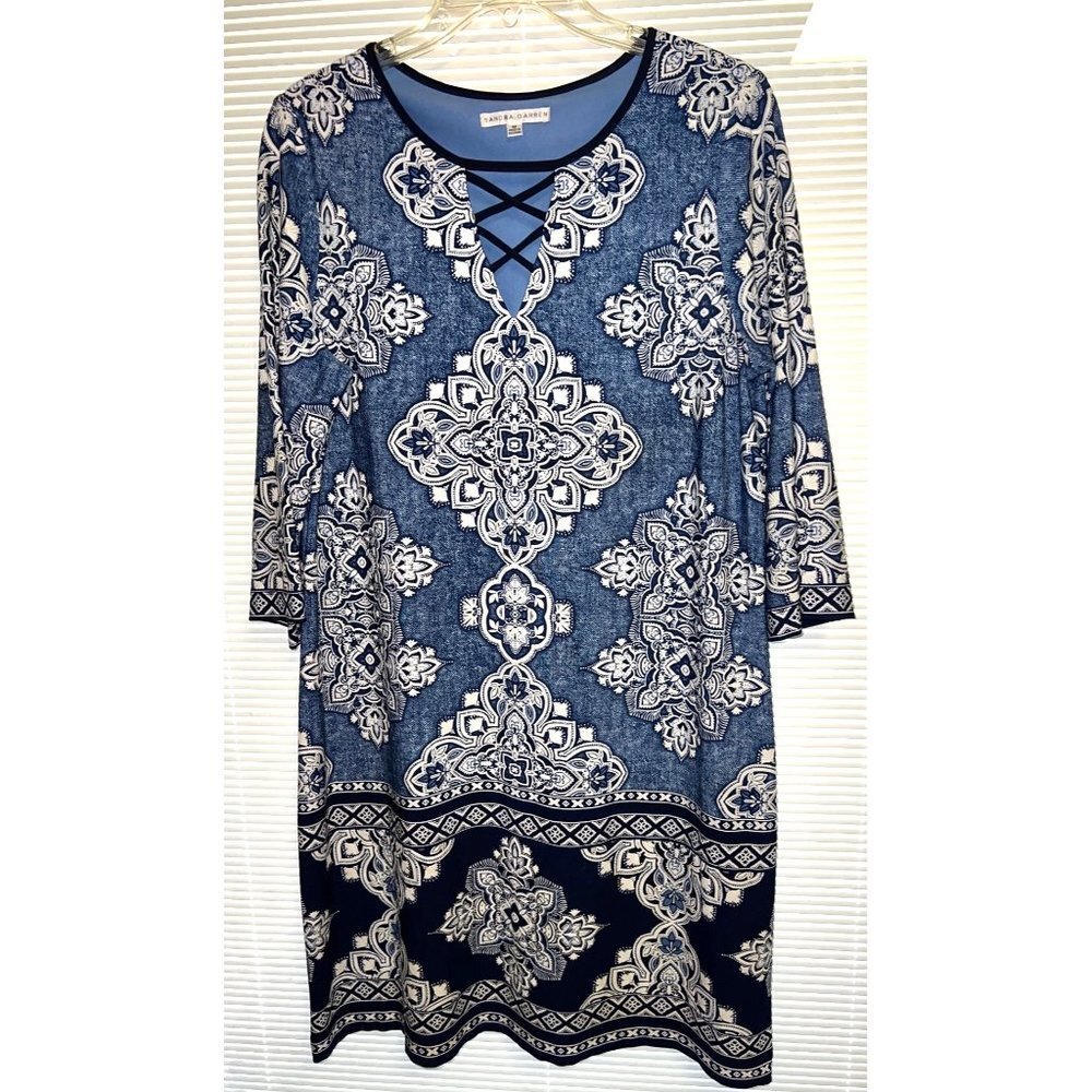 Sandra Darren Bohemian Blue Dress — Medium